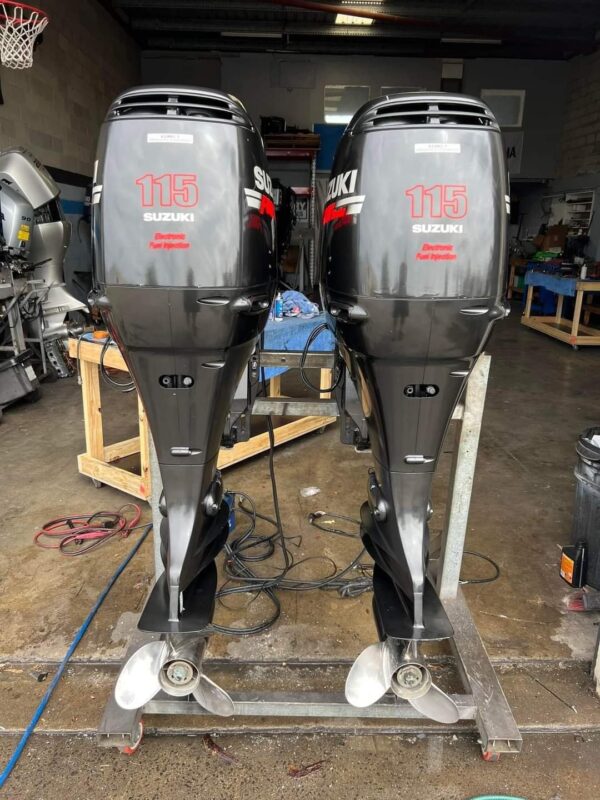 2019 fairly used Twin Suzuki 115hp Outboard engine